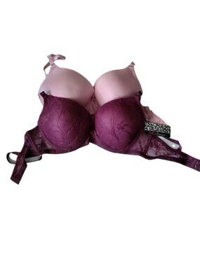 Icy Hot Lingerie Underwire Bras, Set of 2, Blush + Plum, size 40DD
